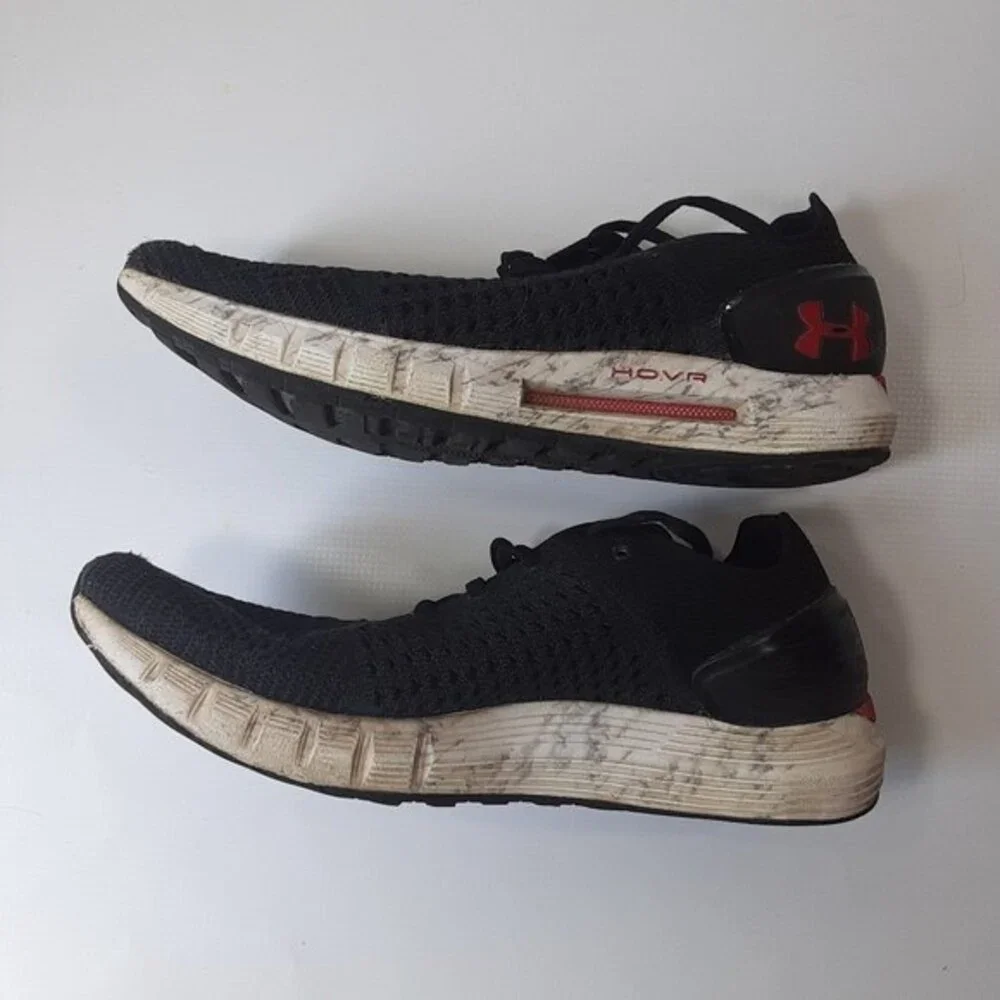Under Armor HovR Sonic Size 10 Black, Red and White Marbled Soles Athletic Shoes